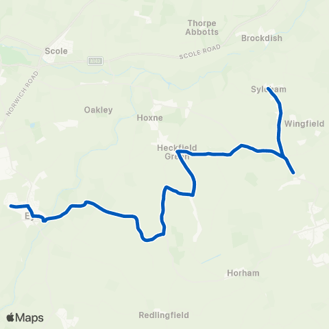 Fareline Bus & Coach Services Weybread Road - High School map