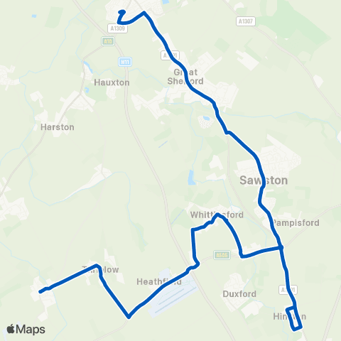 A2B Bus and Coach New Road - Babraham Road map