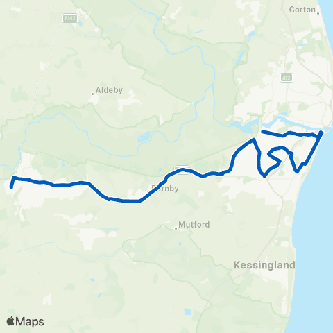 Borderbus S Elmham Terrace - Sir John Leman HS map