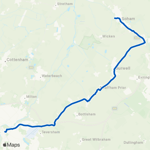 A2B Bus and Coach Drummer St Bus Sta - Soham Railway Sta map