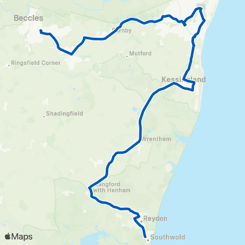 Borderbus Kings Head - Beccles High School map