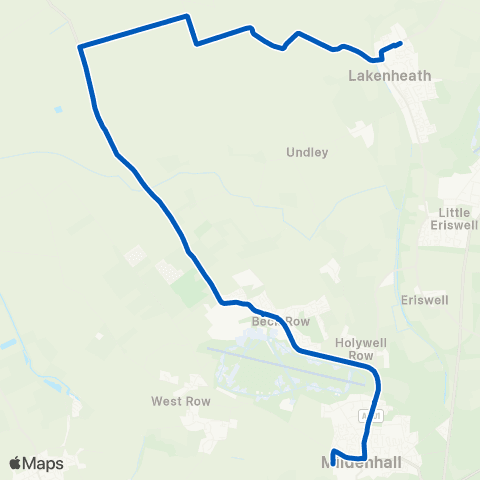 Coach Services Post Box - Mildenhall Hub map