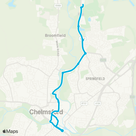 Central Connect Chelmer Valley P&R - Chelmer Valley P&R map