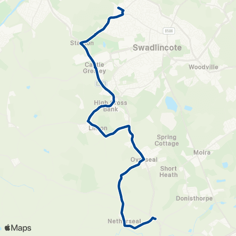 Diamond Bus East Midlands Measham Road - Mercia Academy map