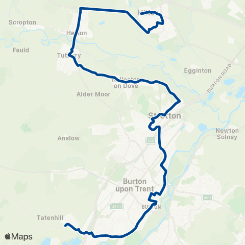 Diamond Bus East Midlands John Taylor Free School - Kings Head map