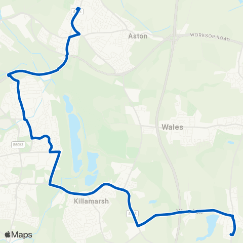 Coopers Tours Firvale / Winney Hill - Aughton Rd / Aston Academy map
