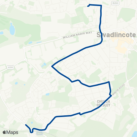Diamond Bus East Midlands Pingle School - Toons Furnishings map
