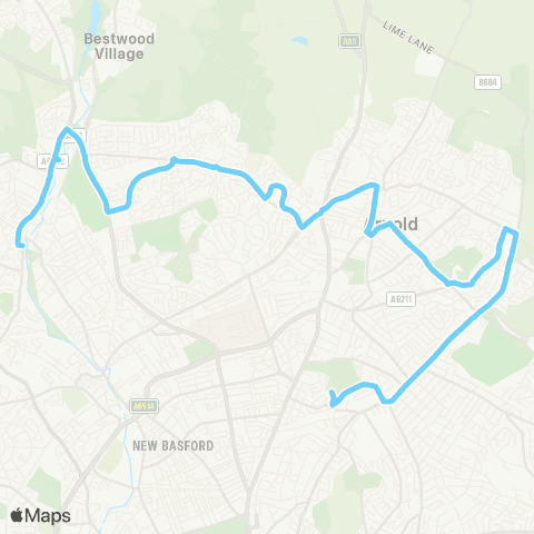 CT4N Bulwell Bus Station - Winchester Court map