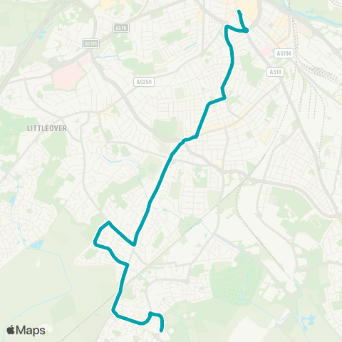 Arriva Derby Harrier Way - St Peters Street map