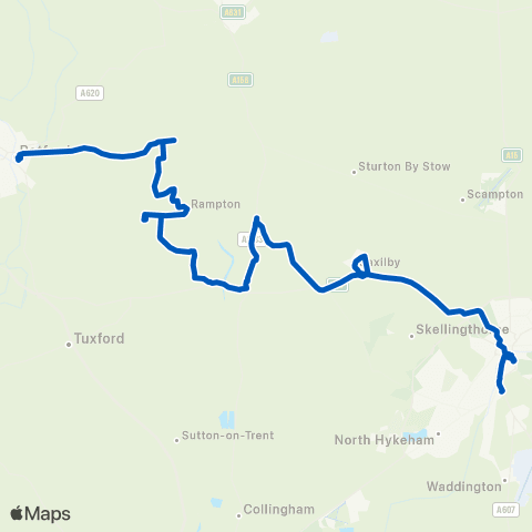 Black Cat Travel Retford Bus Sta - Central Bus Sta map