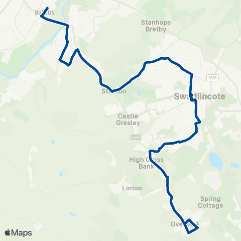 Diamond Bus East Midlands Main Street - New Street map