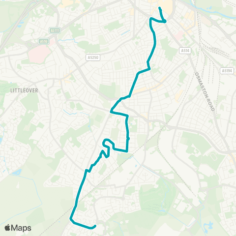 Arriva Derby Harrier Way - St Peters Street map