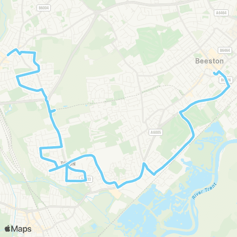 CT4N Mem Garden - Beeston Bus / Tram Interchange map