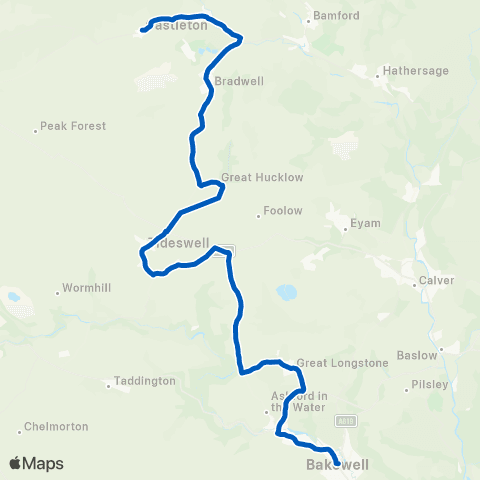 Andrews of Tideswell Buxton Road - Bus Station map