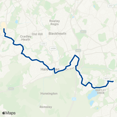 Diamond Bus Merry Hill Bus Sta - Weoley Castle Library map