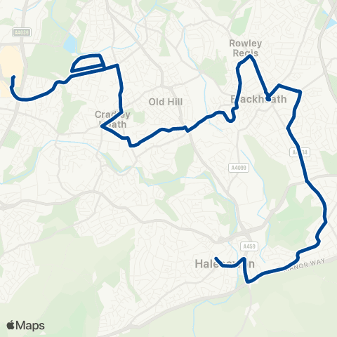 Diamond Bus Merry Hill Bus Sta - Halesowen Bus Sta map