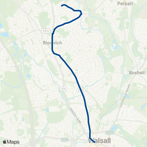 Diamond Bus Lower Farm - Walsall Bus Station map
