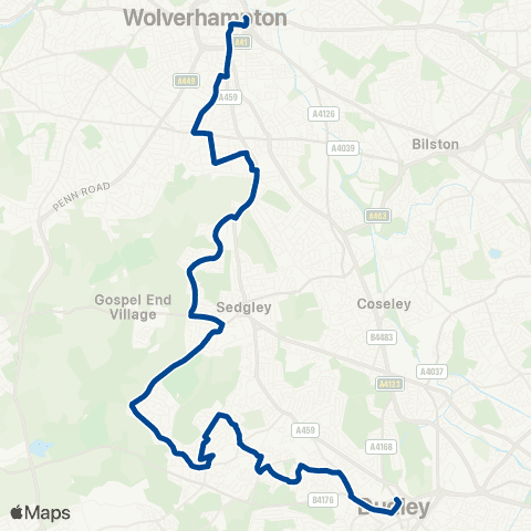 Diamond Bus Ednam Rd - Wolverhampton Bus Station map