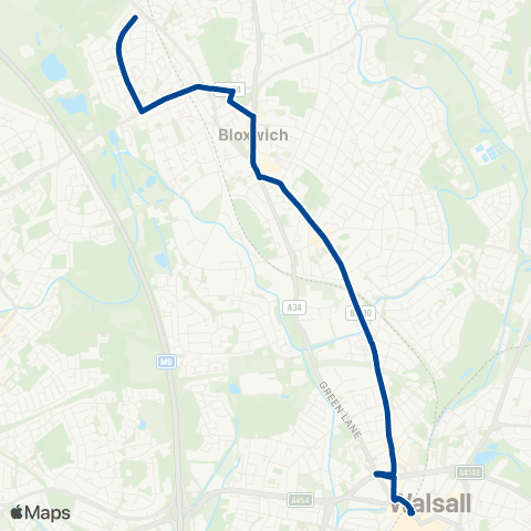 Diamond Bus Tintern Crescent - Walsall Bus Station map