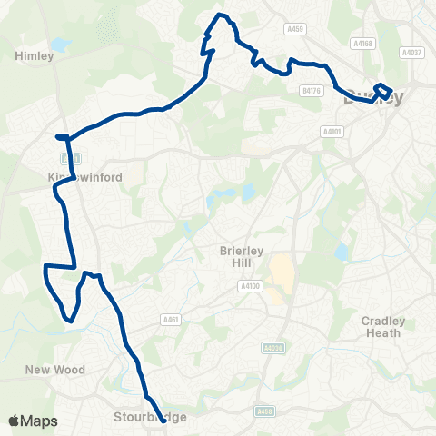 Diamond Bus Priory St - Stourbridge Interchange map