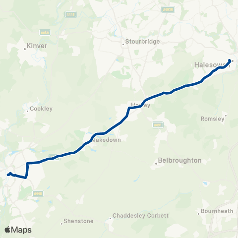 Diamond Bus Halesowen Bus Sta - Kidderminster Bus Sta map