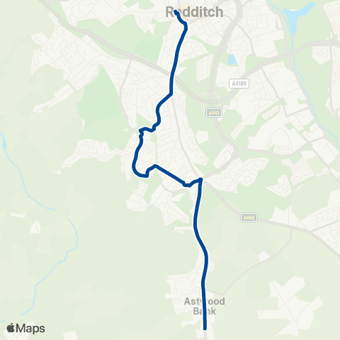 Diamond Bus Redditch Bus Sta - Ridgeway MS map