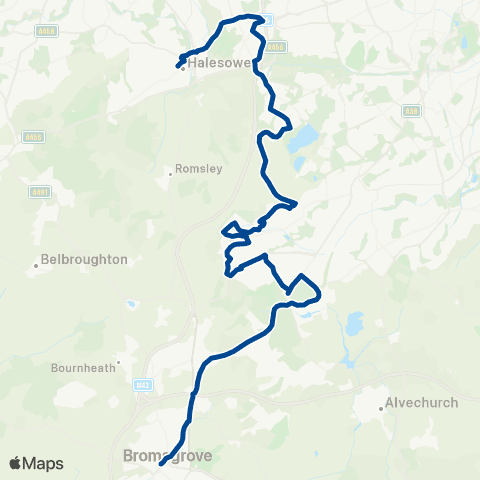 Diamond Bus Halesowen Bus Sta - Bromsgrove Bus Sta map