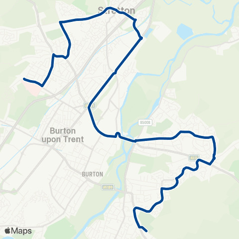 Diamond Bus East Midlands Queens Hospital - Robert Sutton School map