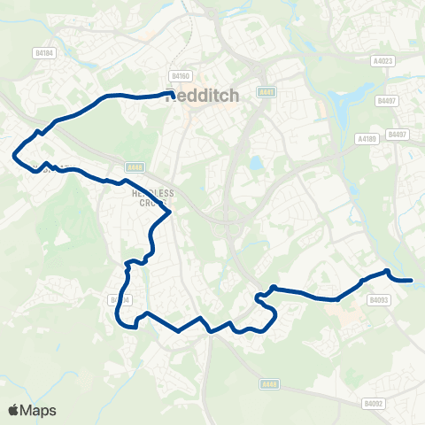 Diamond Bus Washford Mill - Redditch Bus Station map