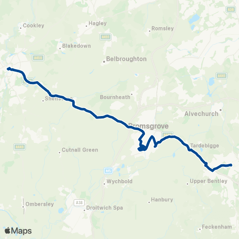 Diamond Bus Redditch Bus Sta - Bromsgrove Bus Sta map