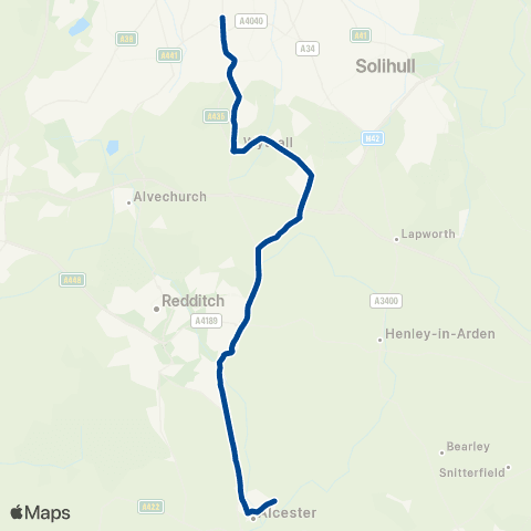 Diamond Bus Addison Rd - Alcester Academy Bus Park map