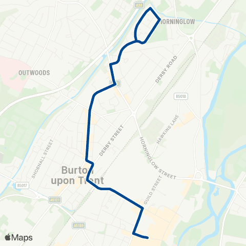 Diamond Bus East Midlands New Street - Ruskin Place map