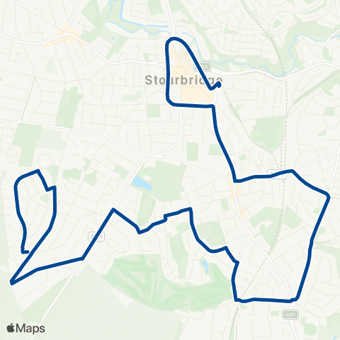 Diamond Bus Shenstone Ave - Stourbridge Interchange map