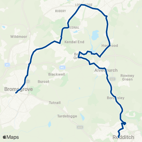 Diamond Bus Bromsgrove Bus Sta - Redditch Bus Sta map