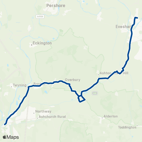 Diamond Bus Evesham Bus Station - The Crescent map