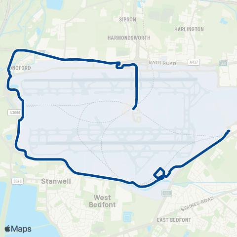 Diamond Bus South East Heathrow Term 4 - Heathrow Term 5 map