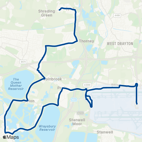 Diamond Bus South East Post Office - Heathrow Central Bus Sta map