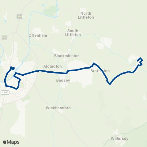 Diamond Bus Evesham Bus Station - Westbourne map