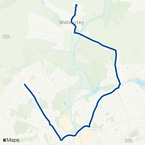 Diamond Bus Three Crowns - Wolverley Secondary Sch map