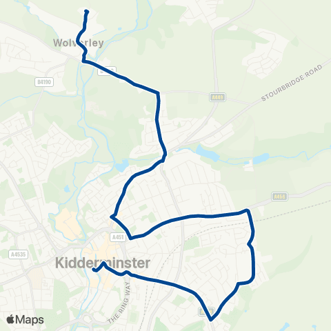 Diamond Bus Kidderminster Bus Sta - Wolverley Secondary Sch map