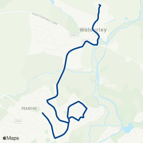 Diamond Bus Marlpool Stores - Wolverley Secondary Sch map