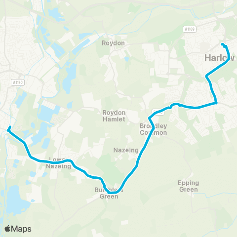 Central Connect Broxbourne Railway Sta - Temp Bus Sta map