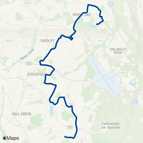 Diamond Bus Solihull Sta Interchange - Kingshurst Way map