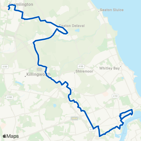 Gateshead Central Buses Dudley Ln Shops - New Quay / Ferry Term map
