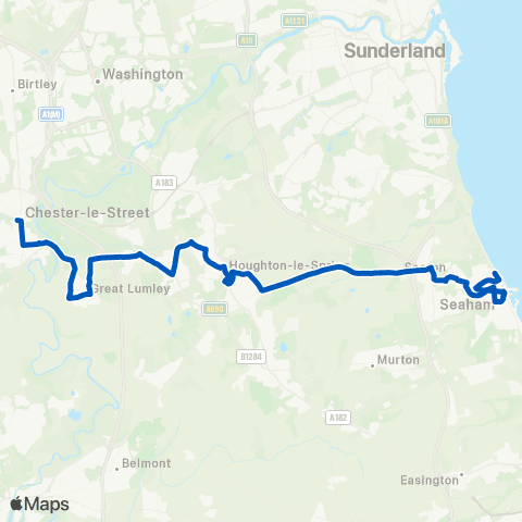 Gateshead Central Buses S Burns Stand M - Castlereagh Aged Miners map