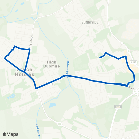 Gateshead Central Buses Houghton Health Ctr - Houghton Health Ctr map