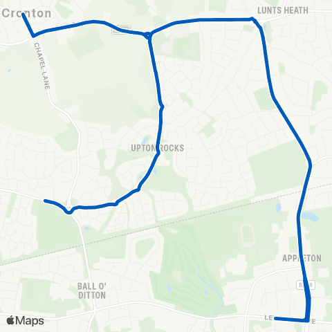 Ashcroft Travel Four Topped Oak - Widnes Vicarage Rd (Alighting Only) map