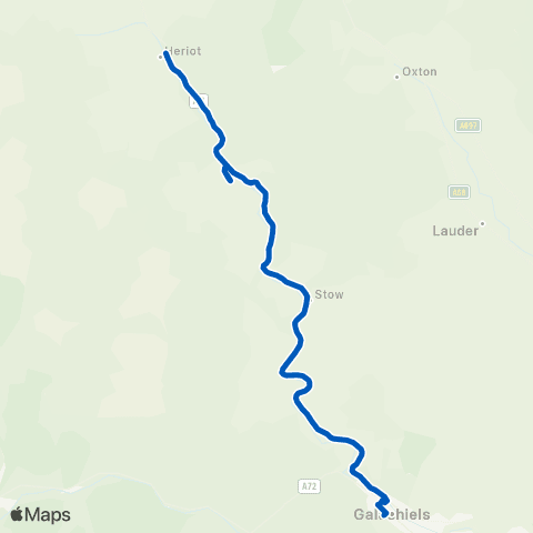 Borders Buses Galashiels Transport Interchange - Heriot A7 map