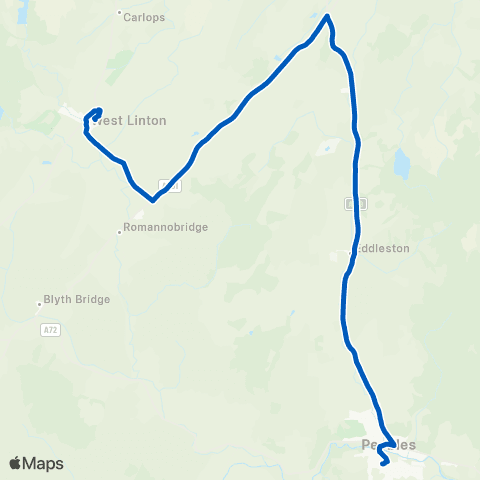 Borders Buses Peebles HS Campus - W Linton PS map