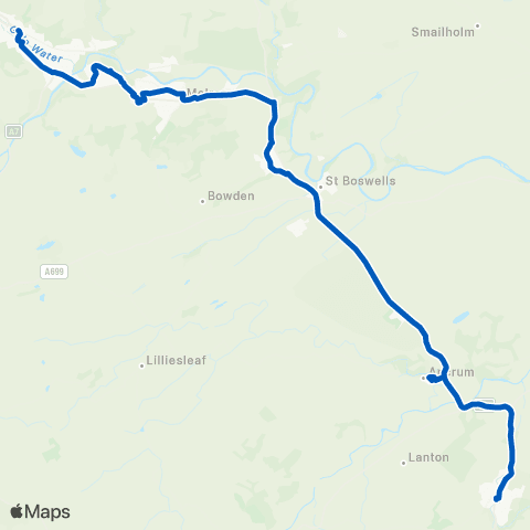 Borders Buses Jedburgh Bus Sta - Galashiels Transport Interchange map